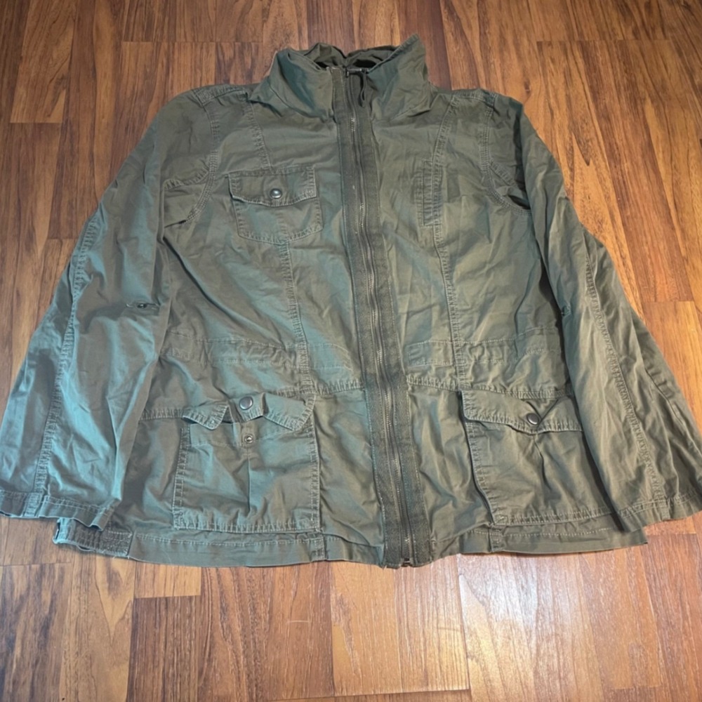 Ashley by 26 International Utility Military Jacket Womens XL Olive Green Cotton